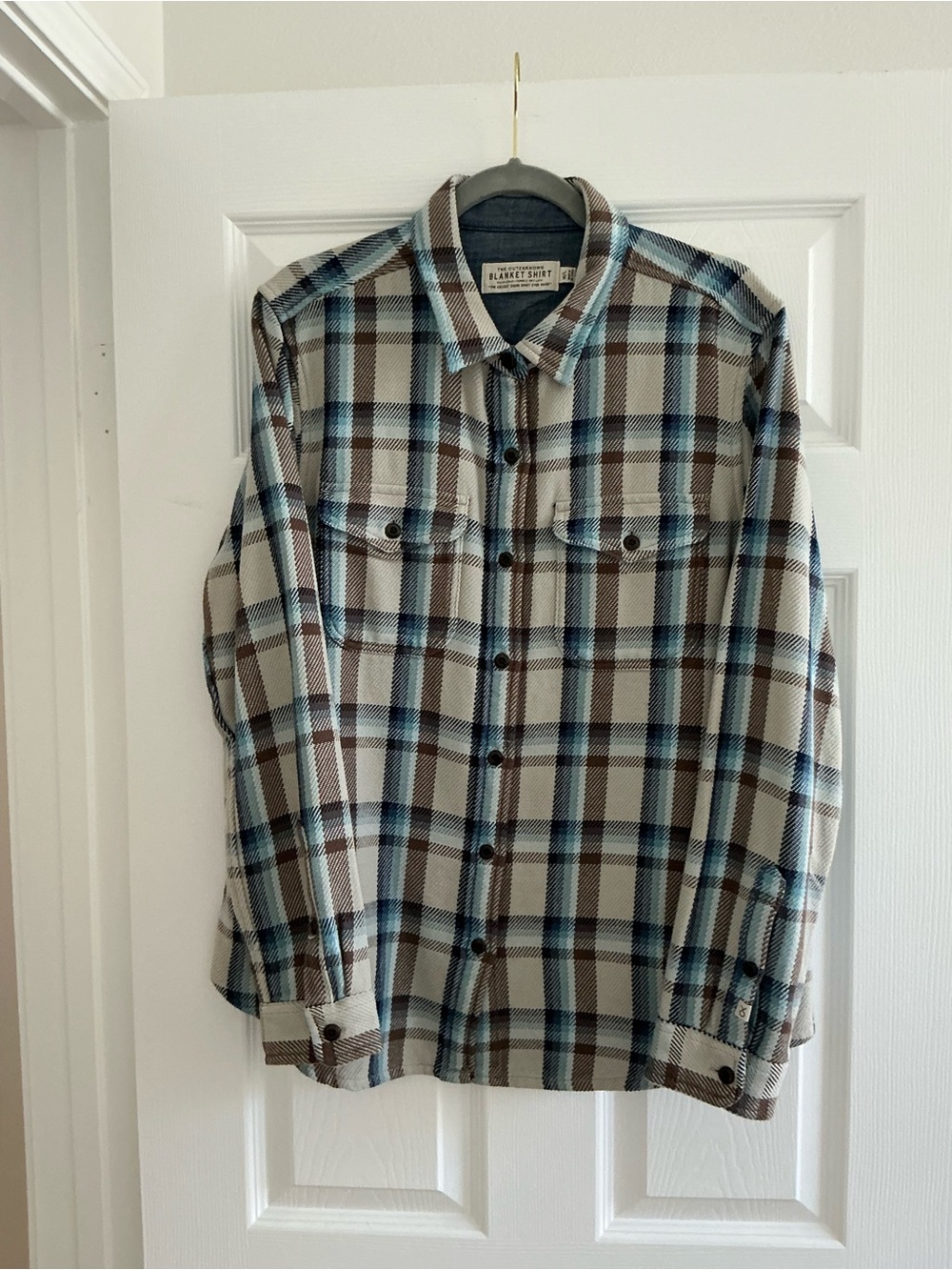 Outerknown Men's Plaid Button-Down Shirt - Blue & Brown